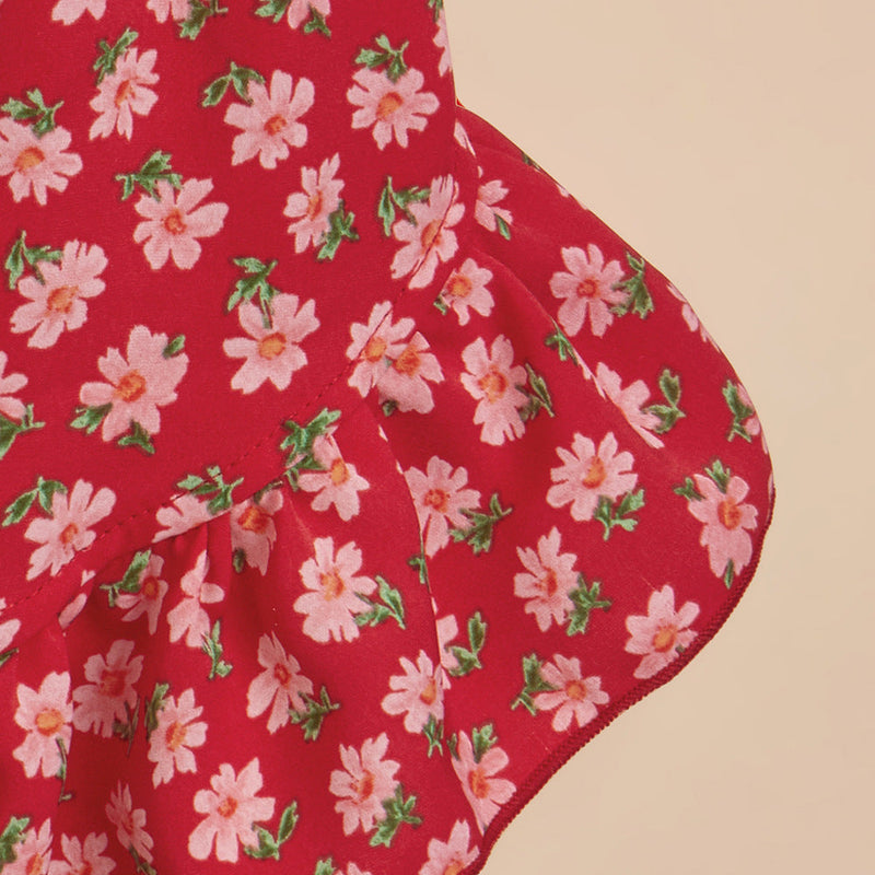 Floral Print Dog Shirt - Red