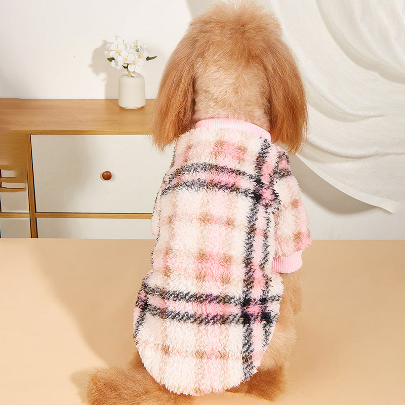 Dog Fluffy Plaid Jacket