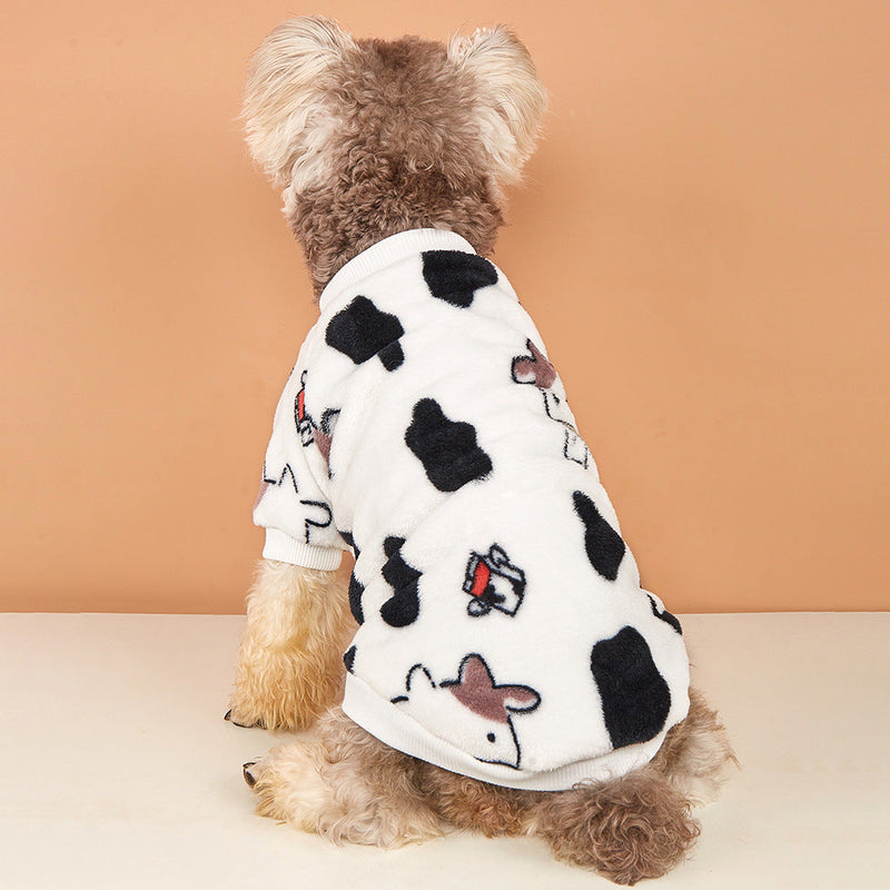 Cartoon Cow Pattern Dog Sweatshirt