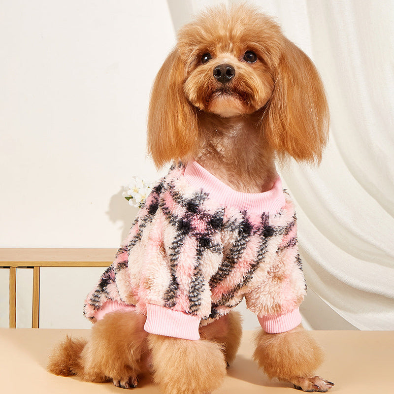 Dog Fluffy Plaid Jacket