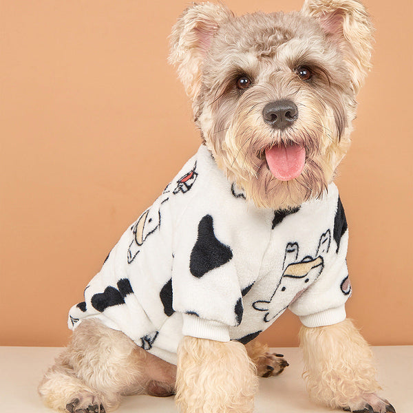 Cartoon Cow Pattern Dog Sweatshirt