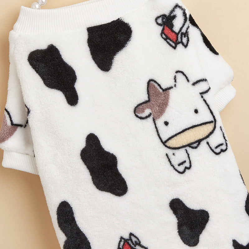Cartoon Cow Pattern Dog Sweatshirt
