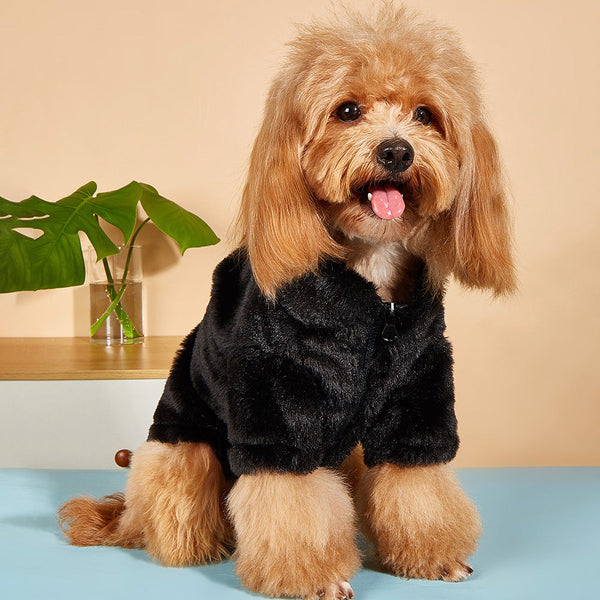 Solide Color Dog Jacket - Black