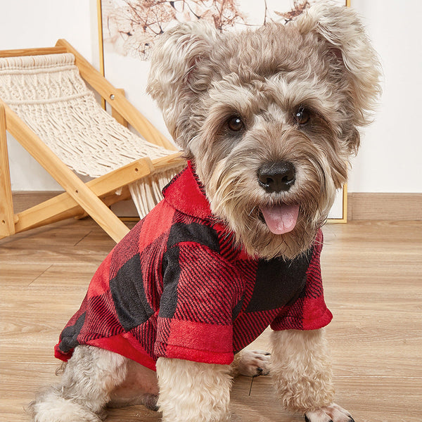 Dog Plaid Hooded Sweatshirt