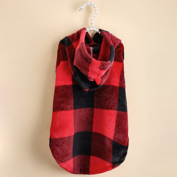 Dog Plaid Hooded Sweatshirt