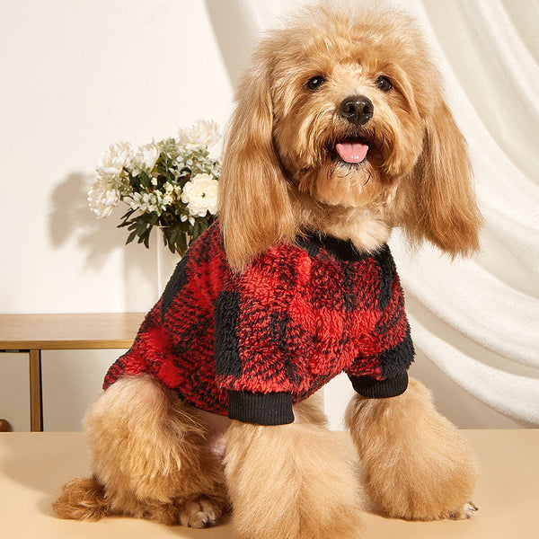 Red Plaid Pattern Fuzzy Jacket