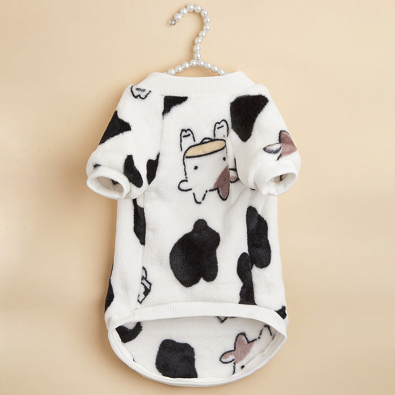 Cartoon Cow Pattern Dog Sweatshirt