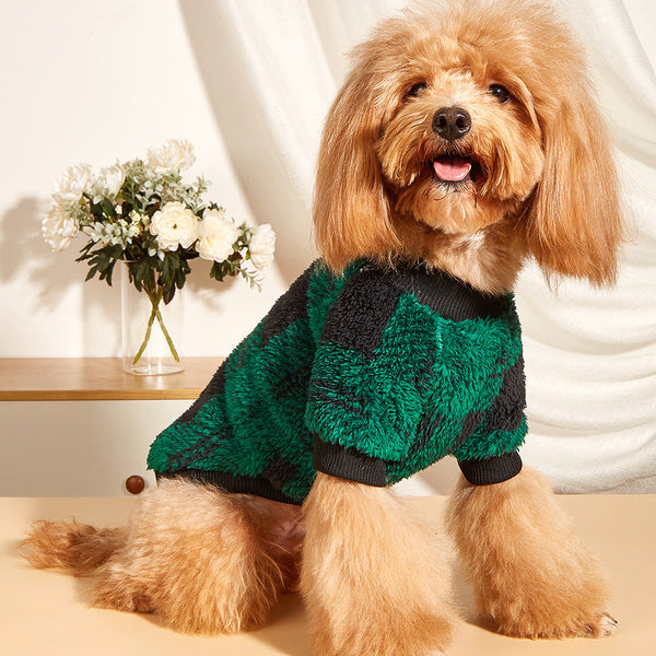 Green Plaid Pattern Fuzzy Jacket