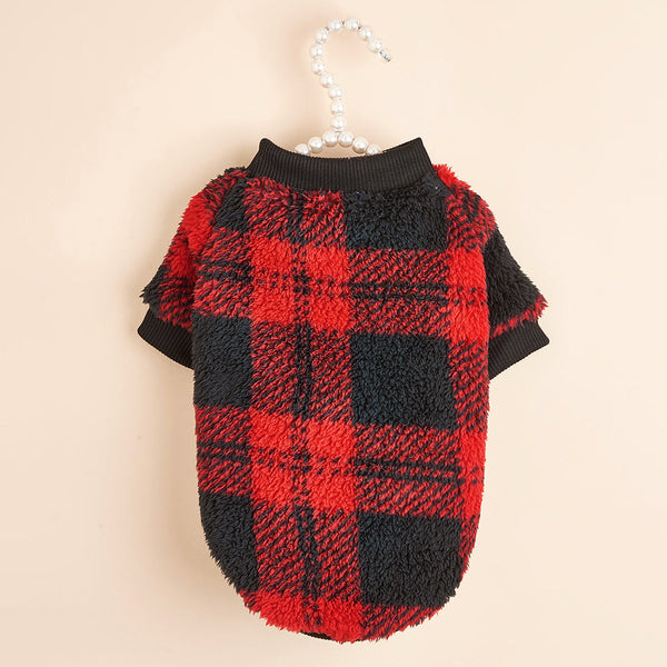 Red Plaid Pattern Fuzzy Jacket